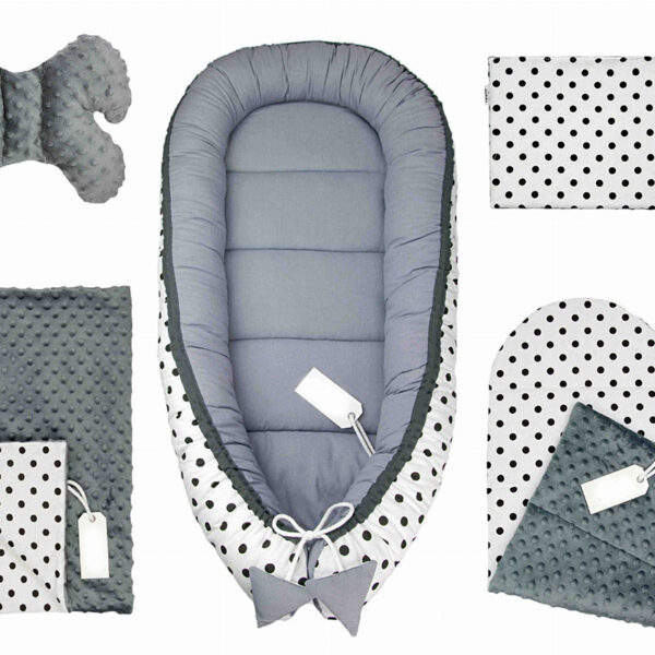 Βρεφική Φωλιά Black Dots με Σετ Δώρου 4+1