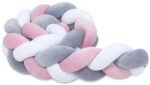 Πάντα πλεξούδα τριπλή χειροποίητη Velvet 200x18εκ dusty pink - grey - white - Image 3