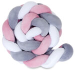 Πάντα πλεξούδα τριπλή χειροποίητη Velvet 200x18εκ dusty pink - grey - white