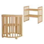 Κούνια 7 σε 1 φυσικό ξύλο με δώρο στρώμα 124x73 cm - Image 4