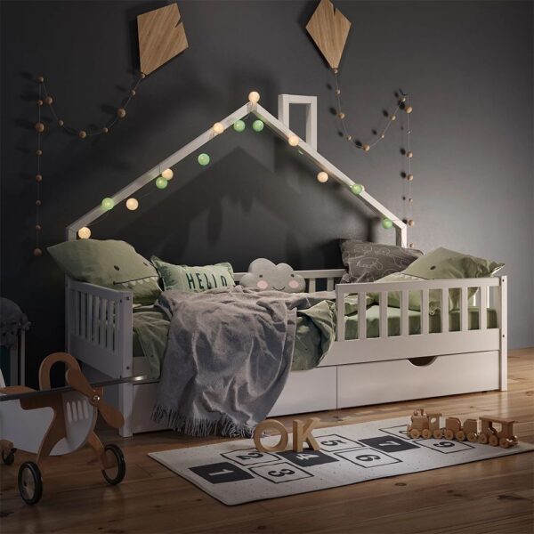 Κρεβάτι Marco μασίφ οξιά με αφαιρούμενη σκεπή