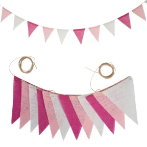 Σημαιάκια Ροζ από λινάτσα