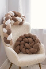 Πάντα πλεξούδα τριπλή χειροποίητη Boucle 200x18εκ. Beige Mix - Image 4