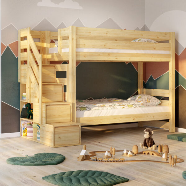 EVEREST Κουκέτα ΜΑΣΙΦ για στρώματα 200×90 με Σκαλοπάτια (ΧΩΡΙΣ ΣΚΕΠΗ)