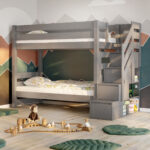 EVEREST Κουκέτα ΜΑΣΙΦ για στρώματα 200×90 με Σκαλοπάτια Γκρι - Image 2