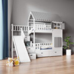 IVI Κουκέτα με ενιαία σκεπή, σκαλοπάτια και τσουλήθρα ΜΑΣΙΦ ξύλο - Image 2