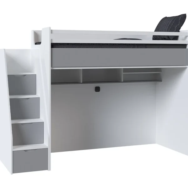 JOKER παιδική κουκέτα ΛΕΥΚΟ / ΓΚΡΙ για στρώμα 100 X 200 με ΣΚΑΛΟΠΑΤΙΑ