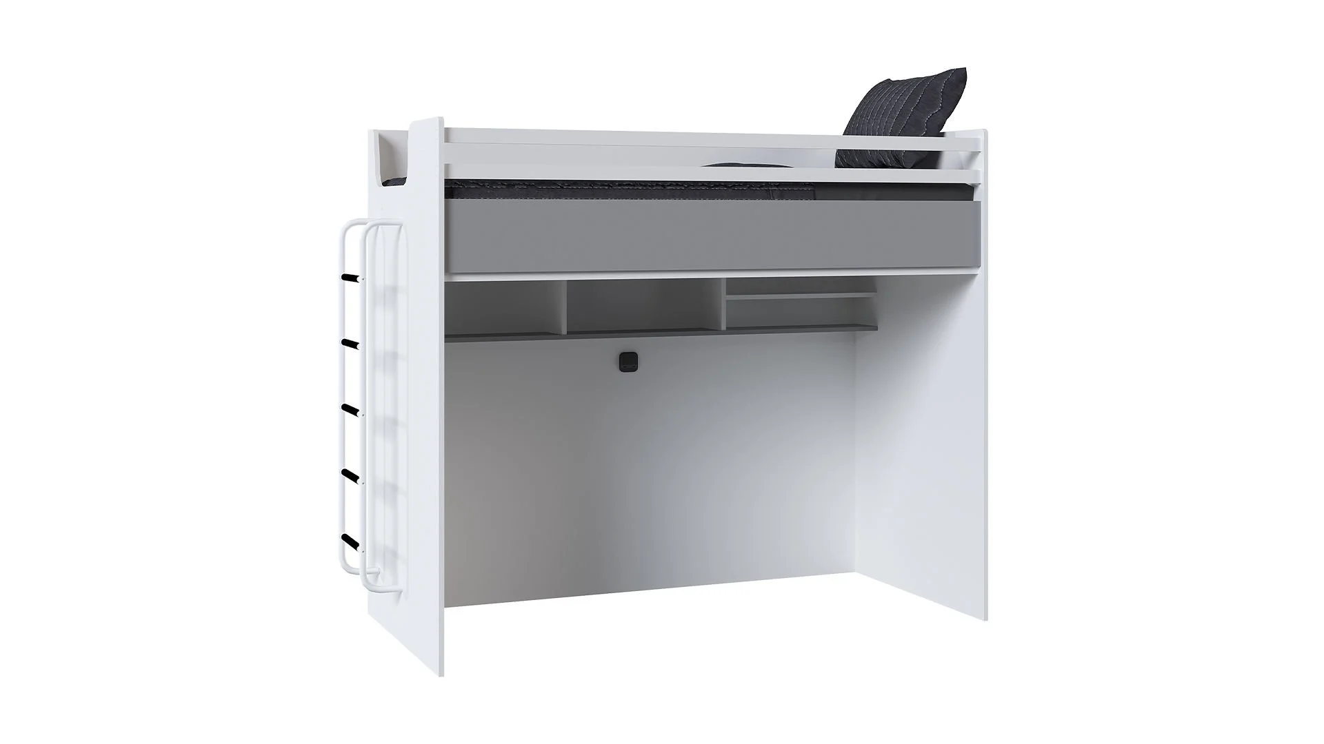 0003-7 JOKER παιδική κουκέτα ΛΕΥΚΟ / ΓΚΡΙ για στρώμα 100 X 200 με μεταλλική σκάλα - Image 1