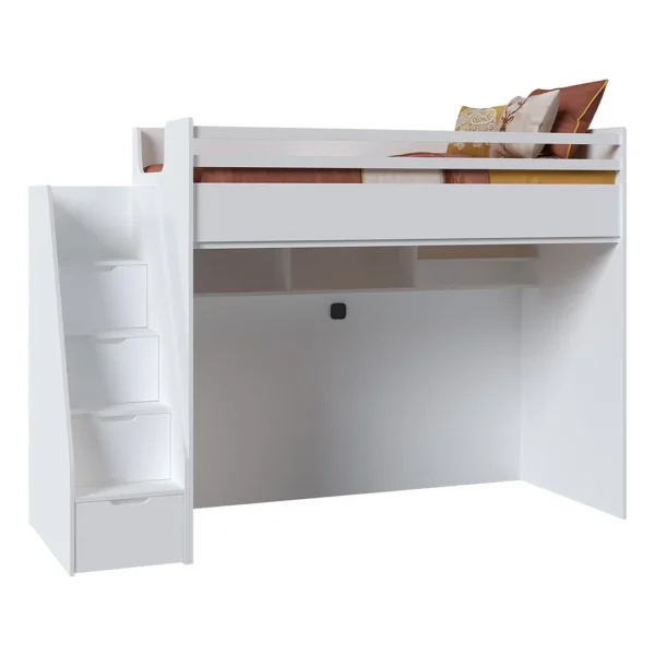 JOKER παιδική κουκέτα ΛΕΥΚΟ / ΛΕΥΚΟ για στρώμα 100 X 200 με ΣΚΑΛΟΠΑΤΙΑ