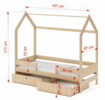 Naomi 2 Κρεβάτι Σπιτάκι ΜΑΣΙΦ Ξύλο με Αφαιρούμενη Σκεπή - Image 2