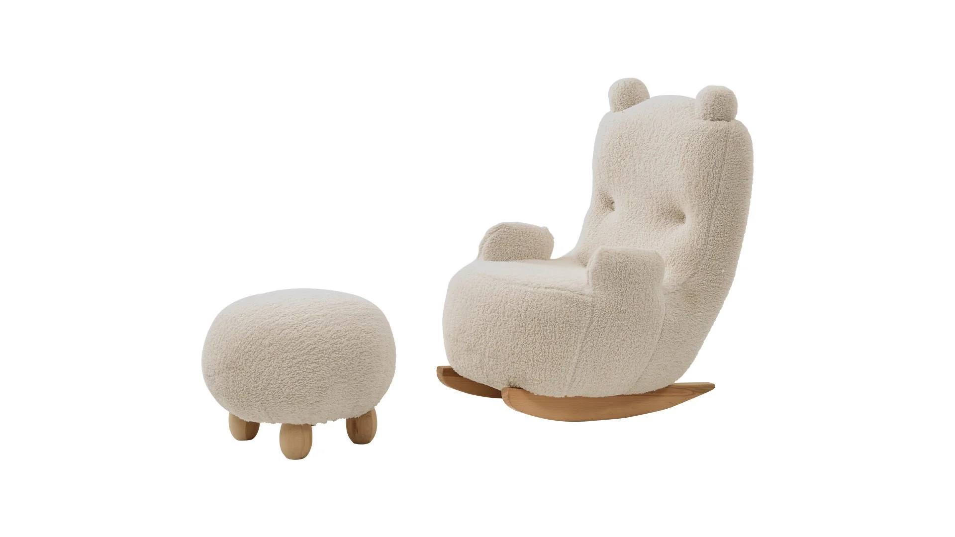 Panda Κουνιστή πολυθρόνα Panda με υποπόδιο (κρεμ) - Image 1