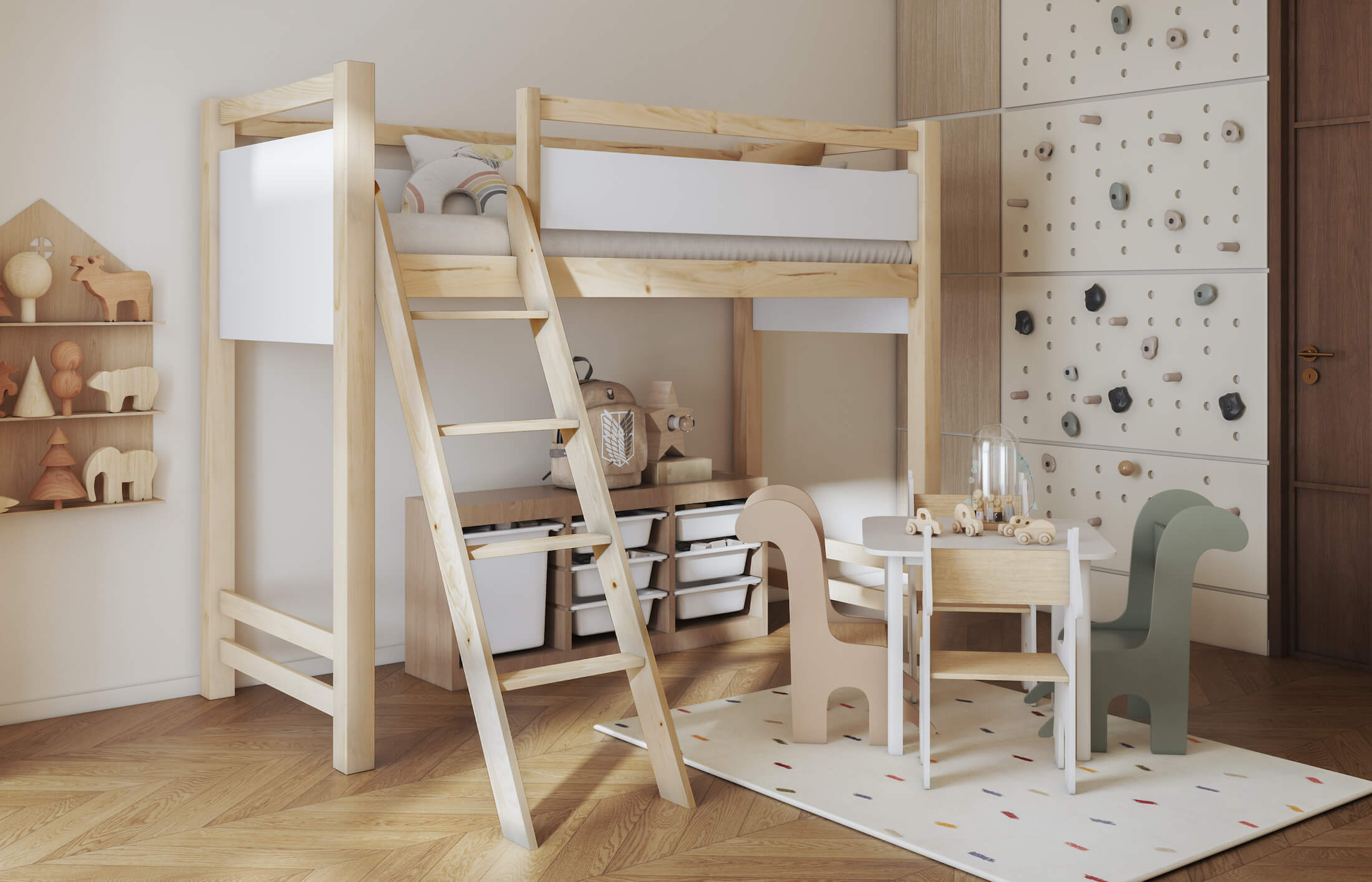 vesper-sosna-bialy Υπερυψωμένο κρεβάτι Vesper - Image 1